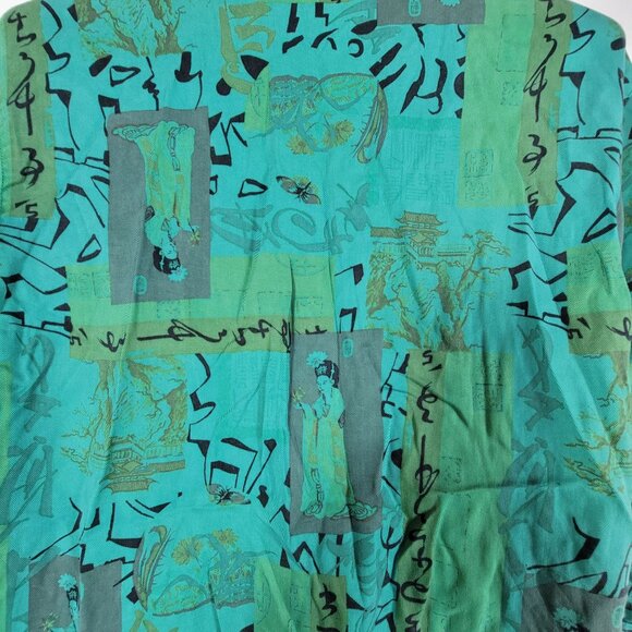 Tianello Womens Turquoise Asian Geisha Dynasty Blouse Button Up Size XS Casual - Picture 3 of 8